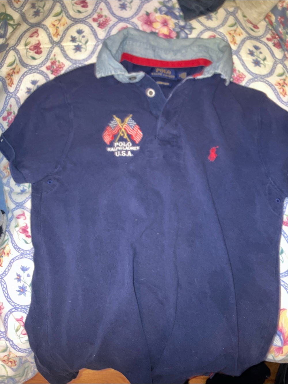 Polo by Ralph Lauren Navy Blue Polo with Red Embroidery